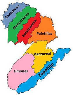 Zapptillo on the political map of Loja province