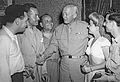 Hal Block (far left), Bob Hope, Barney Dean, General George S. Patton, Frances Langford and Tony Romano, Thomas was on this tour, but is out of the frame for this photo. Thomas and Langford became good friends, after touring and bunking together on the tours.