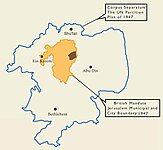 The Jerusalem boundary in 1947 and the proposed boundary of a Corpus Separatum.