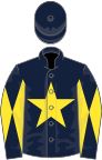 DARK BLUE, yellow star, diabolo on sleeves, dark blue cap