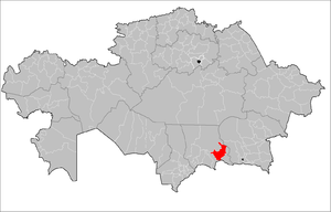 Location of Shu District in Kazakhstan