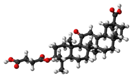 Ball-and-stick model of the carbenoxolone molecule