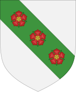 Riedenburg: Argent [or Or[20]], on a bend vert three roses gules[21]