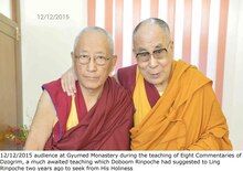 12/12/2015 audience at Gyumed Monastery during the teaching of Eight Commentaries of Dzogrim, a much awaited teaching which Doboom Rinpoche had suggested to Ling Rinpoche two vears ago to seek from His Holiness