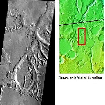 Sabis Vallis, as seen by THEMIS. The small channels are joining to form Sabis Vallis.