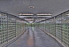 This glassblock-lined underground corridor connects Copley Place to Back Bay station