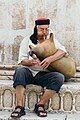 Gaida player in Trogir, Croatia. August 2017.