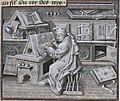 Image 66An author portrait of Jean Miélot writing his compilation of the Miracles of Our Lady, one of his many popular works. (from History of books)