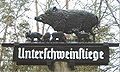 Pig Signpost in the Frankfurt Stadtwald