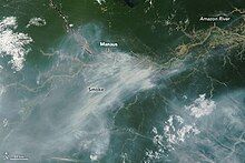 Wild fire in Brazil from space