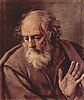 Painting of Saint Joseph as an old bearded man with his left hand raised