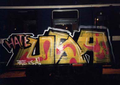 Graffiti on a Stockholm Metro C4 train expressing anti-american sentiment, c. 1980s