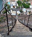 The view down Jacob's Ladder onto historic Jamestown, including Saint James' Church immediately below to the right