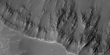 Layers on an unnamed crater wall, as seen by HiRISE under HiWish program