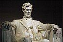 The sculpture of Abraham Lincoln at the Lincoln Memorial.