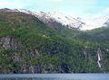 View towards Skotet. Ytste Skotet at the right, Meskotet to the left of the middle and Inste Skotet outermost left.