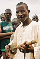 Niger and northern Nigeria. Hausa musician playing a gurmi.