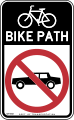 Bicycle lane sign in New York City.