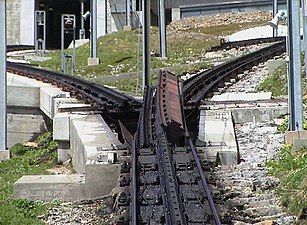 A turnout consisting of a bridge that rotates about its lengthwise axle