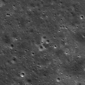 Chang'e 4 lander (center) and rover (west-northwest of lander) 6 months after landing.