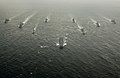 Indian, Japanese and US naval warships take part in a military exercise near Bōsō Peninsula in 2007