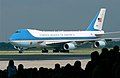 Image 49A Boeing 747 aircraft with livery designating it as Air Force One. The cyan forms, the US flag, presidential seal and the Caslon lettering, were all designed at different times, by different designers, for different purposes, and combined by designer Raymond Loewy in this one single aircraft exterior design. (from Graphic design)