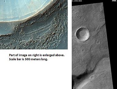 Dissected mantle with layers, as seen by HiRISE