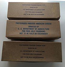 Three packages of government cheese.