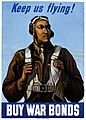 U.S. war bonds poster featuring a Tuskegee Airman