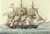 Junon, under Captain Rosamel, capturing a Spanish privateer on 3 March 1823 at 10 in the morning.