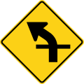 W1-10aL Curve with crossroad (left)