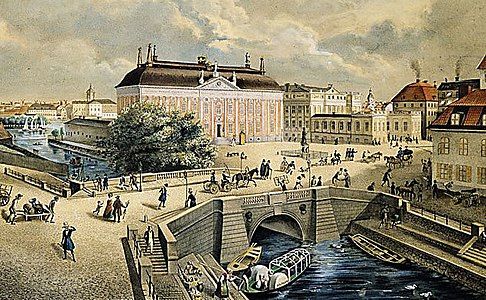 The bridge and surrounding area in the 1840s; by Ferdinand Tollin