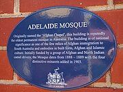 Adelaide Mosque plaque