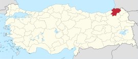 Location of the province within Turkey