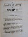 First page of an 1829 copy of "Du Calcul de L'Effet Des Machines"