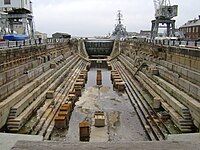 A view of the dry dock without water