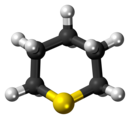 Ball-and-stick model of the thiane molecule