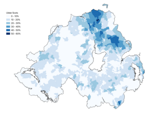 Percentage of people aged 3+ claiming to have some ability in Ulster Scots in the 2021 census