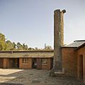 Concrete tree-trunk folly (an old chimney) near the estate offices.