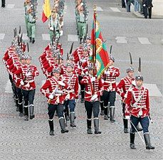 The scarlet uniform of the National Guards Unit of Bulgaria