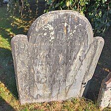 Slate marker carved by the John Stevens Shop of Newport