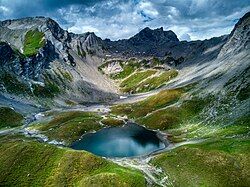 Lac Sans Fond on the French side above the hill