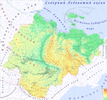 A topographical map of the Yakut Autonomous Soviet Socialist Republic