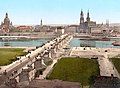 Image 14 Dresden Photochrom: Detroit Publishing Co. Restoration: Lise Broer An 1890s photochrom print of Dresden, the capital city of Saxony in Germany, with Dresden Frauenkirche (left), Augustus Bridge (centre), and Katholische Hofkirche (right) visible. Dresden in the early 20th century was a leading European centre of culture and science, but suffered heavy damage due to an Allied bombing on February 13, 1945.