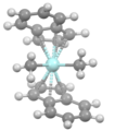 View of (indenyl)2ZrMe2 down C2 symmetry axis.[5]