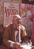 James Beard signing books at a street fair in Midtown Manhattan in 1981