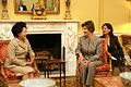 Kwon Yang-suk (left) with U.S. First Lady Laura Bush