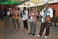 Musicians accompanying the dancers. Among the instruments used are the quijada and bote.