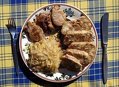 Vepřo-knedlo-zelo: roast pork, sauerkraut and dumplings