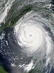 Hurricane Katrina near peak strength on August 28, 2005.